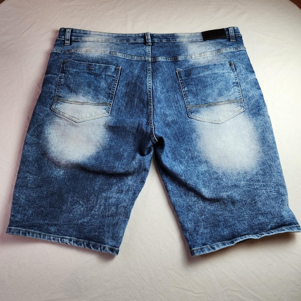 Southpole Mens Blue Denim Stretch Shorts Jorts Baggy Skater Y2K Distressed 44